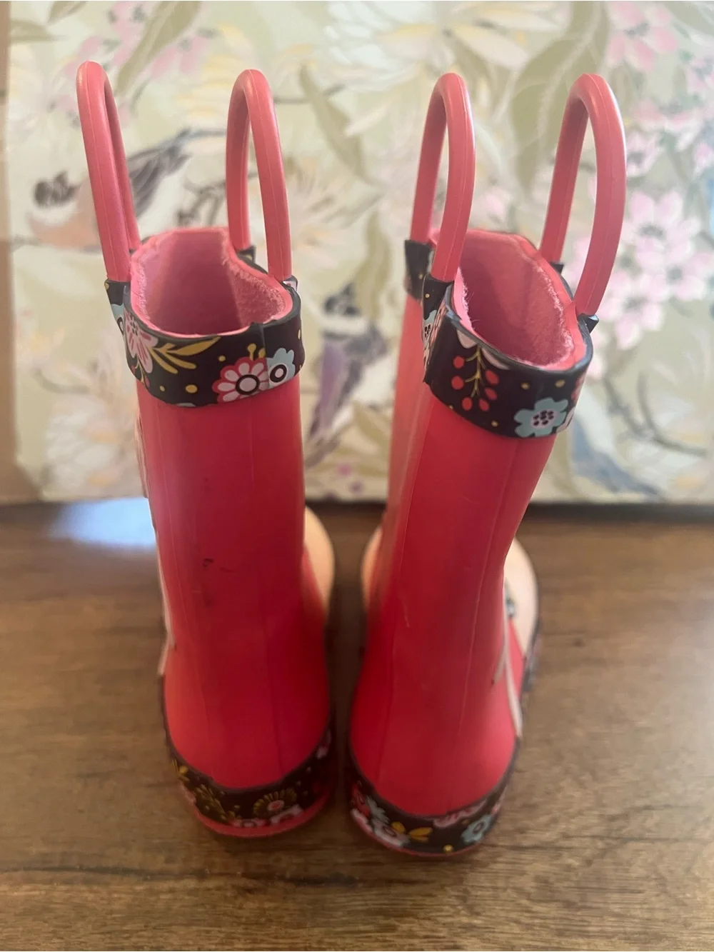 Girls Pink Cat Rain Boots